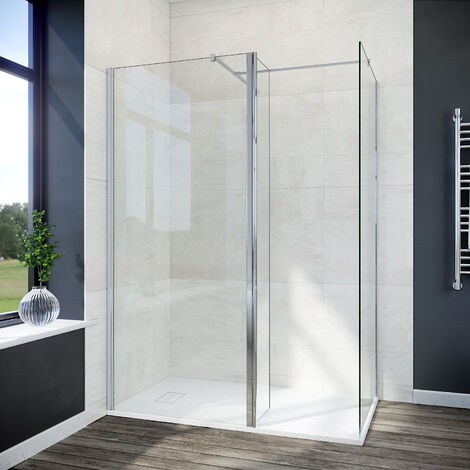 ELEGANT 1200mm Walk In Shower Screen+ 300mm Return Panel+ 700mm Side Panel+ 1700x700mm Anti-Slip Resin Shower Tray
