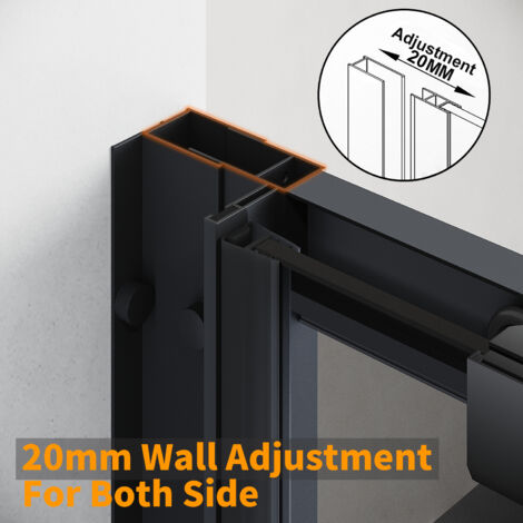 ELEGANT 1200mm Sliding Shower Door 8mm Black Easy Clean Nano Glass Shower Enclosure