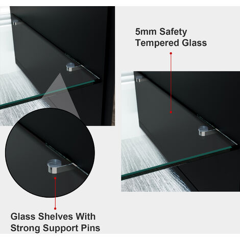ELEGANT Modern High Gloss TV Stand Cabinet with LED Light Living Room Bedroom Furniture Television Unit TV Cabinet for Media Storage 1600mm Black TV cabinet