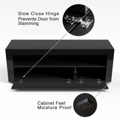ELEGANT TV Stand Unit High Gloss TV Cabinet 1200mm with Modern LED Entertainment Center TV Table Cupboard Storage