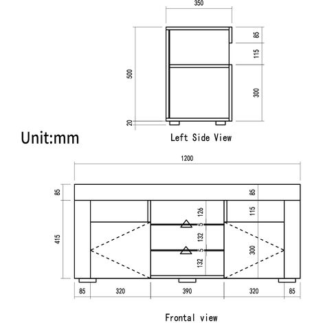 ELEGANT 1200mm White TV Unit High Gloss TV Cabinets for Living Room Bedroom with 2 Glass Shelves and 2 Doors, Handleless Design