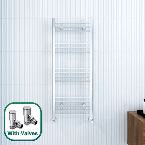 ELEGANT 1200 x 500 mm Efficient Radiator Straight Towel Rail Radiator Chrome Bathroom Radiator ...