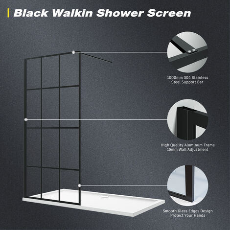 ELEGANT Walk in Shower Door Wet Room Reversible Shower Screen Panel 8mm ...