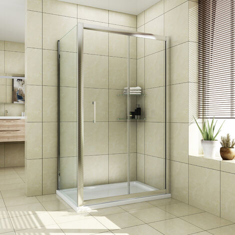 ELEGANT 1200mm Aluminium Framed Sliding Shower Cubicle with 700mm ...