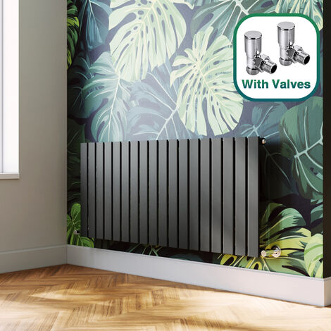 ELEGANT 600x1368mm Horizontal Designer Flat Panel Column Radiator Anthracite Central Heating with Chrome Thermostatic Radiator Valves (1/5)