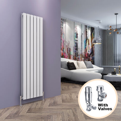 ELEGANT Vertical Radiator Double Flat Panel White 1600x456mm with Chrome Thermostatic Radiator Valves (1/5)