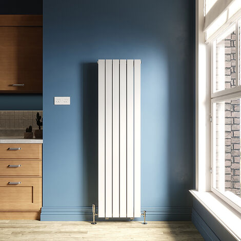 ELEGANT Vertical Radiator Double Flat Panel White 1800x456mm with Chrome Thermostatic Radiator Valves (1/5)