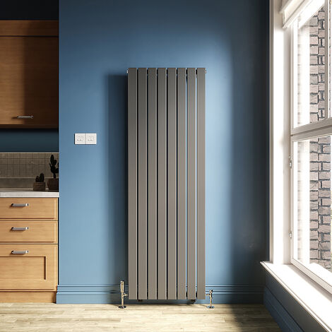 ELEGANT 1800x608mm Designer Anthracite Flat Panel Vertical Radiator Central Heating with Chrome Thermostatic Radiator Valves (1/5)