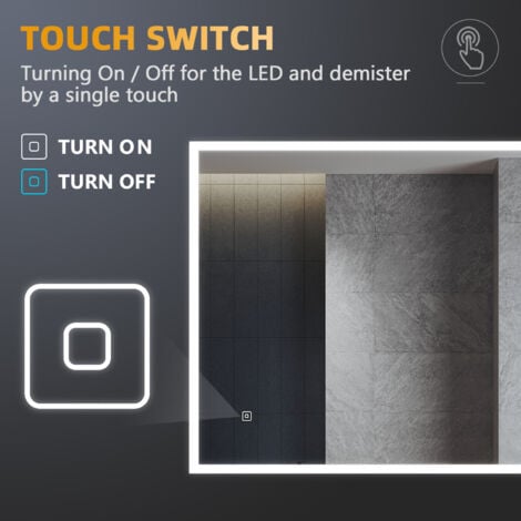 ELEGANT Bathroom LED Mirror with Shaver Socket Demister 3 Lighting Modes 800x600mm Vertical/Horizontal