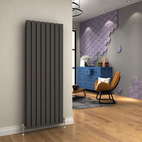 ELEGANT 1600 x 608mm Anthracite Designer Radiator Vertical Flat Panel Double Panel Rad