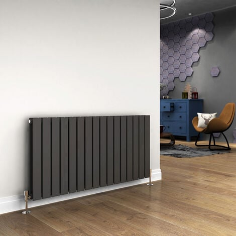 ELEGANT 600 x 1216mm Anthracite Designer Radiator Horizontal Flat Panel Double Panel Rad