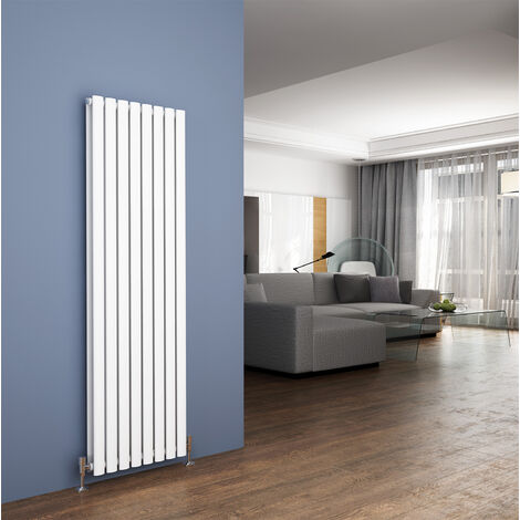 ELEGANT 1600 x 472mm White Designer Radiator Vertical Oval Column Panel Double Panel Rad