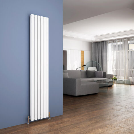 ELEGANT 1800 x 354mm White Designer Radiator Vertical Oval Column Panel Double Panel Rad