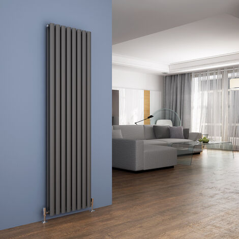 ELEGANT 1800 x 472mm Anthracite Designer Radiator Vertical Oval Column Panel Double Panel Rad