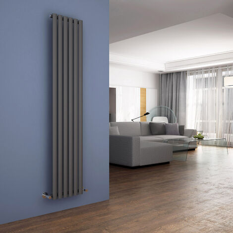 ELEGANT 1800 x 354mm Anthracite Designer Radiator Vertical Oval Column Panel Single Panel Rad