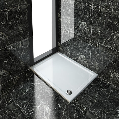 ELEGANT 1200 x 900 x 40 mm Rectangular Low Profile Shower Tray White Shower Base Tray for Shower Enclosure Bathroom with Waste Trap (1/5)