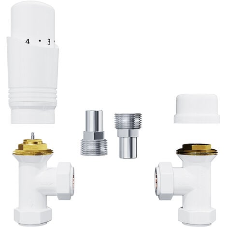 ELEGANT Thermostatic Radiator White Angled Valve Set