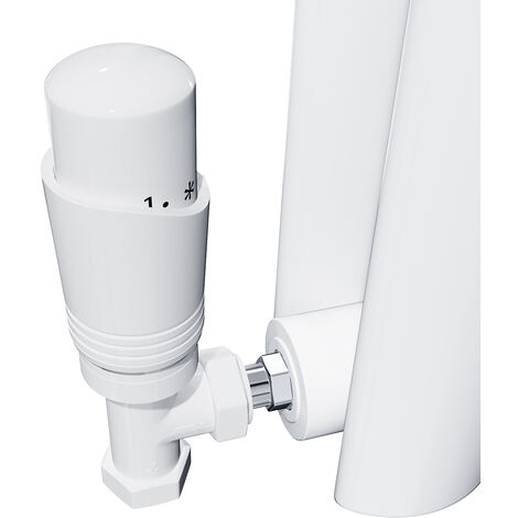 ELEGANT Thermostatic Radiator White Angled Valve Set