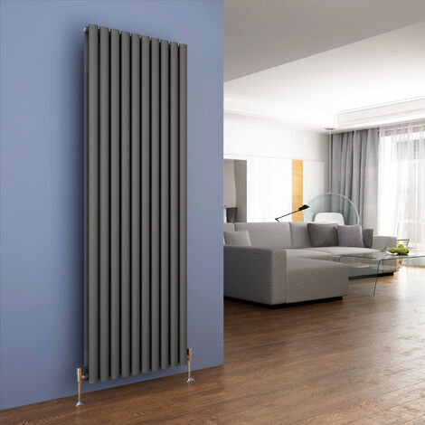 ELEGANT 1800 x 590mm Anthracite Designer Radiator Vertical Oval Column Panel Double Panel Rad