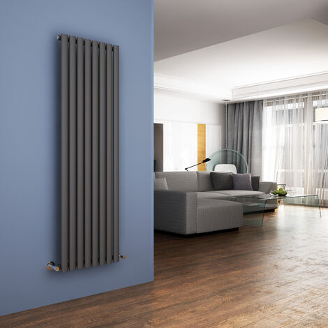 ELEGANT 1600 x 472mm Anthracite Designer Radiator Vertical Oval Column Panel Single Panel Rad