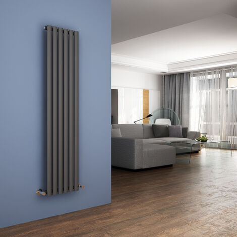 ELEGANT 1600 x 354mm Anthracite Designer Radiator Vertical Oval Column Panel Single Panel Rad