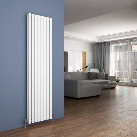 ELEGANT 1800 x 472mm White Designer Radiator Vertical Oval Column Panel Double Panel Rad