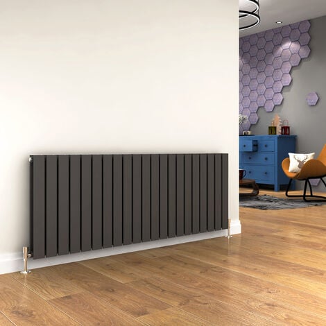 ELEGANT 600 x 1596mm Anthracite Designer Radiator Horizontal Flat Panel Double Panel Rad
