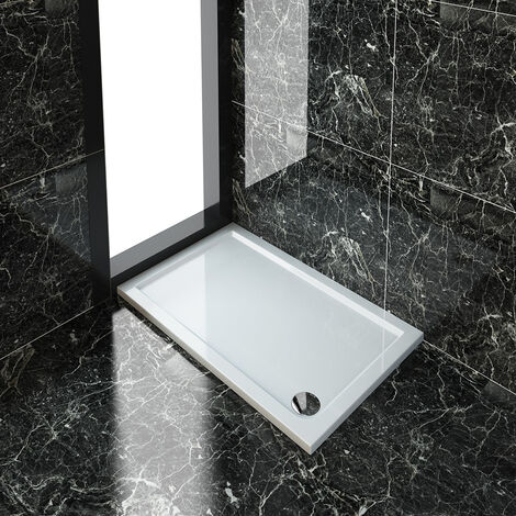 ELEGANT 1200 x 800 x 40 mm Rectangular Low Profile Shower Tray White Shower Base Tray for Shower Enclosure Bathroom with Waste Trap (1/5)