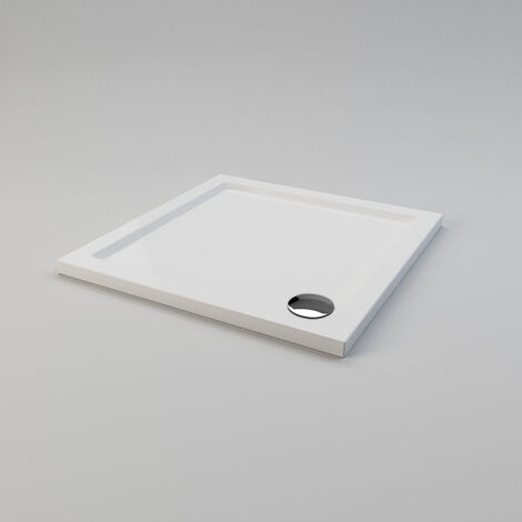 ELEGANT Square Low Profile Shower Tray Corner Tray for Shower Enclosure Cubicle + Waste Trap 800 x 800 x 40 mm (1/5)