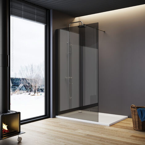 ELEGANT 1100mm Grey Shower Screen 8mm Easy Clean Glass Walk in Shower ...