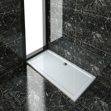 ELEGANT 1700 x 800 x 40 mm Rectangular Low Profile Shower Tray White Shower Base Tray for Shower Enclosure Bathroom with Waste Trap