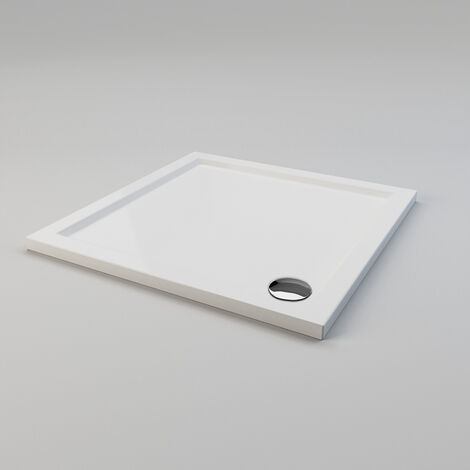 ELEGANT Square Low Profile Shower Tray Corner Tray for Shower Enclosure Cubicle + Waste Trap 900 x 900 x 40 mm (1/5)