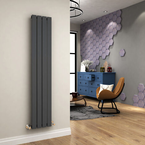 ELEGANT 1600 x 304mm Anthracite Designer Radiator Vertical Flat Panel Single Panel Rad