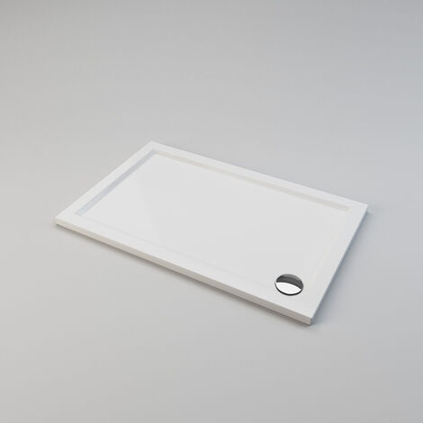 ELEGANT 1200 x 800 x 40 mm Shower Tray Slimline Square Shower Enclosure Base Gloss White with Waste Trap (1/5)