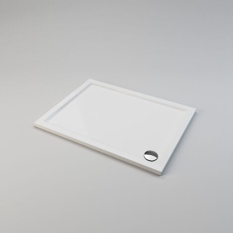 ELEGANT 1200 x 900 x 40 mm Shower Tray Slimline Square Shower Enclosure Base Gloss White with Waste Trap (1/5)