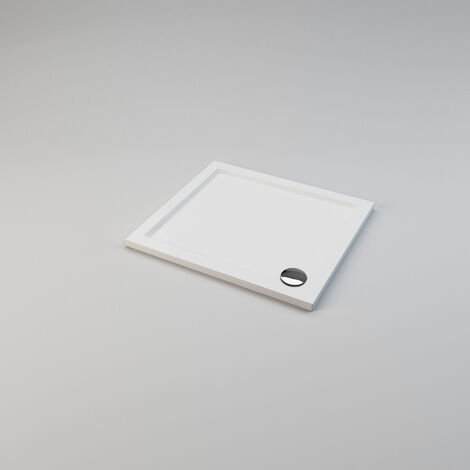 ELEGANT 900 x 800 x 40 mm Shower Tray Slimline Square Shower Enclosure Base Gloss White with Waste Trap