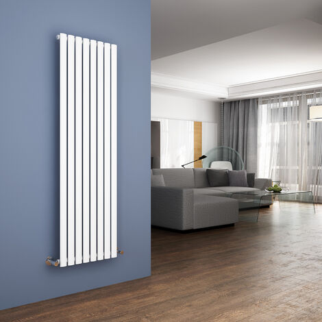 ELEGANT 1600 x 472mm White Designer Radiator Vertical Oval Column Panel Single Panel Rad