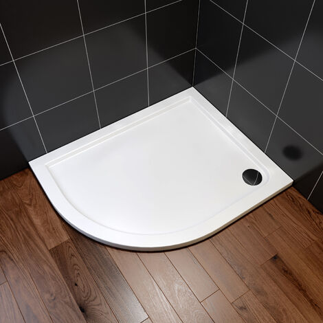 ELEGANT Low Profile Shower Tray White Gloss Shower Base Quadrant Stone Resin Left Corner Shower Tray for Shower Enclosure 1200 x 800 x 40 mm with Free Waste Trap (1/5)