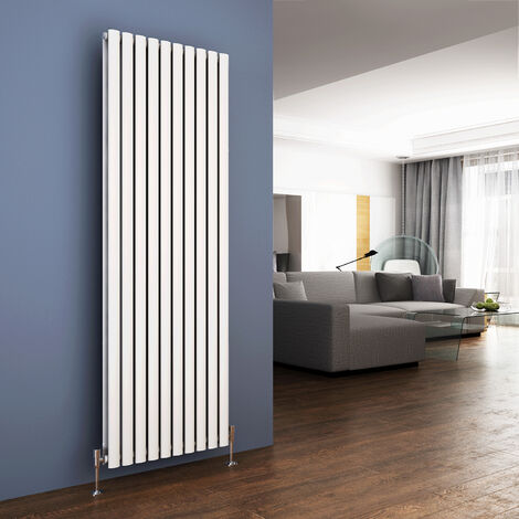 ELEGANT 1800 x 590mm White Designer Radiator Vertical Oval Column Panel Double Panel Rad