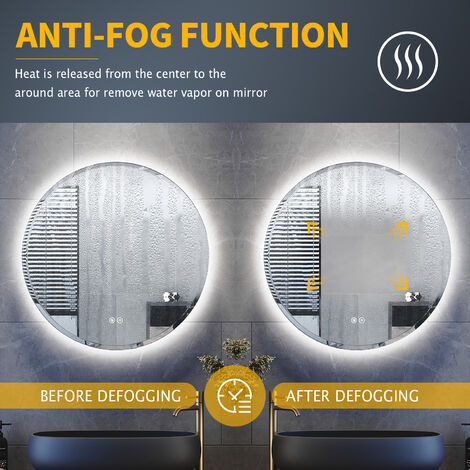 ELEGANT 600 x 600mm Modern Round Bathroom Mirror Illuminated LED Light ...