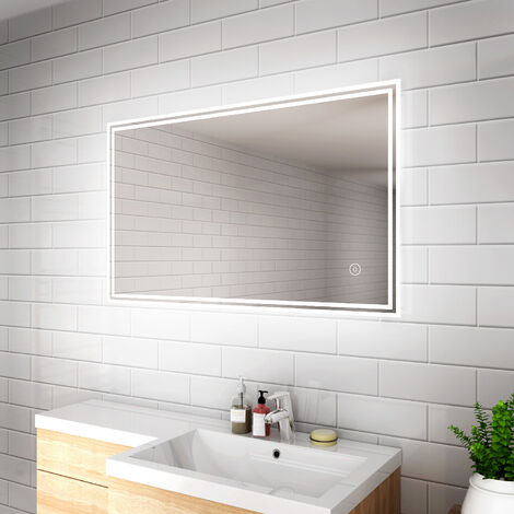 ELEGANT 1000 x 600mm Designer Illuminated LED Bathroom Mirror with Sensor Touch Switch and Anti-Fog Function (2PCS) (1/5)