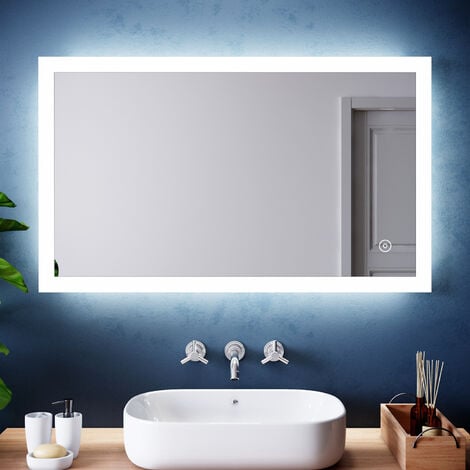 ELEGANT 1000 x 600mm Modern LED Illuminated Bathroom Vanity Mirror with Touch Switch and Demister (1PCE)