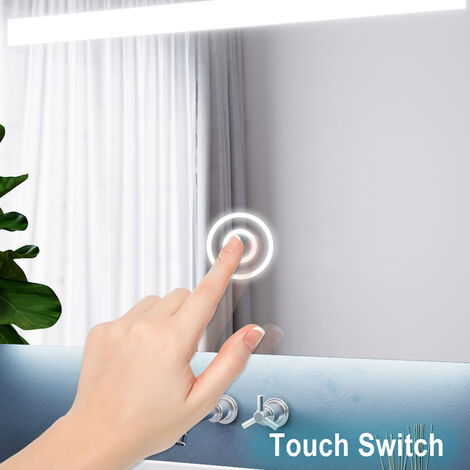 ELEGANT 1000 x 600mm Modern LED Illuminated Bathroom Vanity Mirror with Touch Switch and Demister (1PCE)