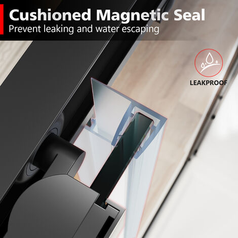 ELEGANT 1200mm Modern Sliding Shower Door Reversible Bathroom Shower Enclosure Cubicles Matt Black Frame 6mm Glass