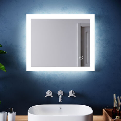 ELEGANT LED Bathroom Mirror 600 x 500 mm with Touch Sensor Illumiated Lights Wall Mounted (4PCS) (1/5)