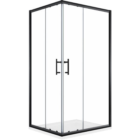 Elegant Sliding Corner Entry Shower Enclosure Door Black Frame Cubicle X Mm Slip