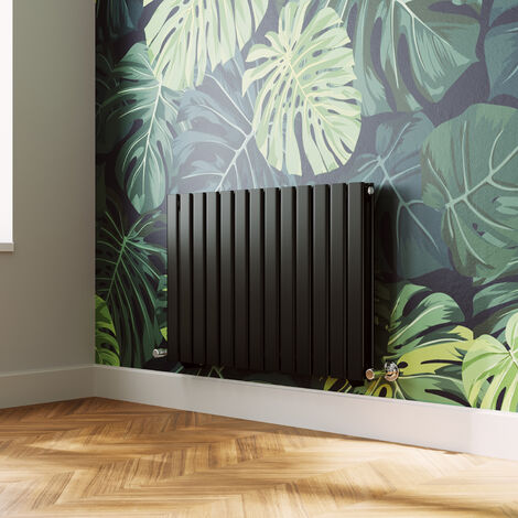 ELEGANT Modern Flat Panel Central Heating Radiator Black Horizontal Double Panel Rads 600 x 884mm