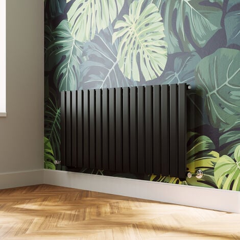 ELEGANT Modern Flat Panel Central Heating Radiator Black Horizontal Single Panel Rads 600 x 1224mm