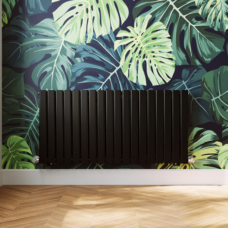 ELEGANT Modern Flat Panel Central Heating Radiator Black Horizontal Single Panel Rads 600 x 1224mm
