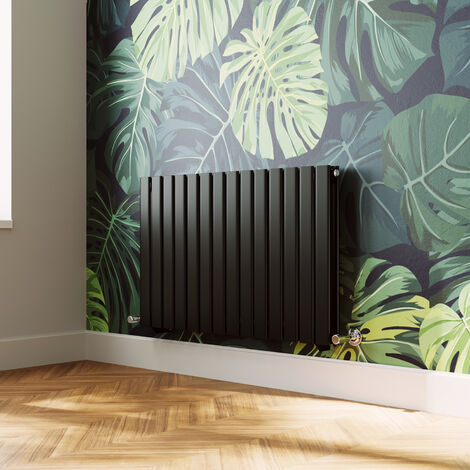 ELEGANT Modern Flat Panel Central Heating Radiator Black Horizontal Double Panel Rads 600 x 952mm